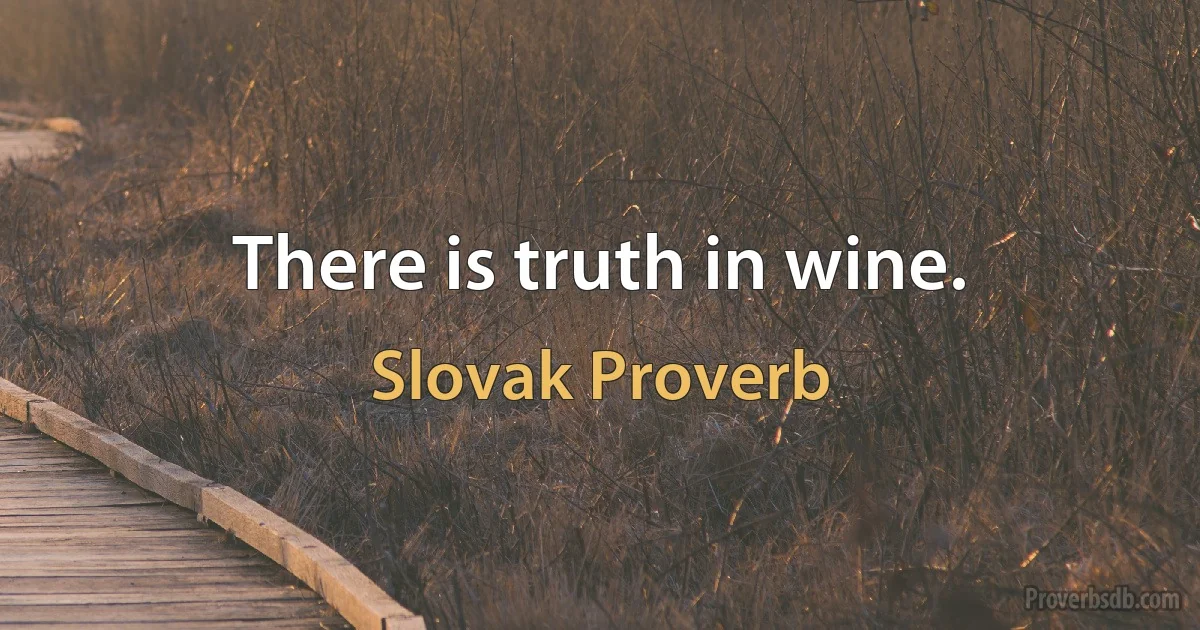 There is truth in wine. (Slovak Proverb)