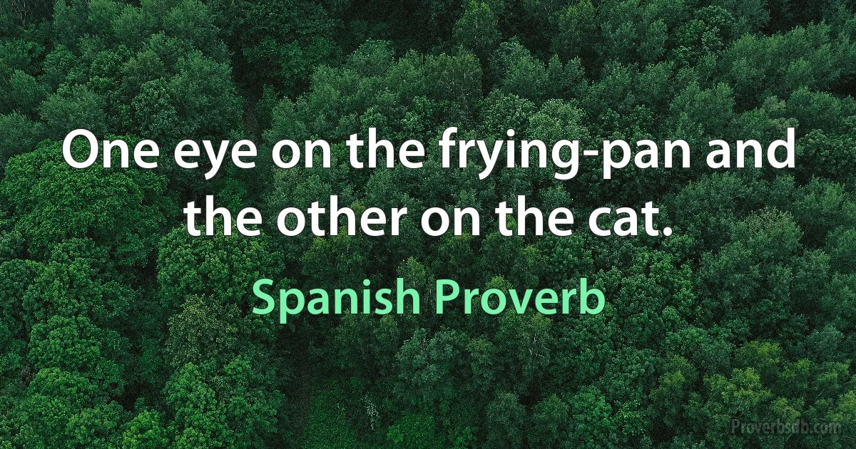 One eye on the frying-pan and the other on the cat. (Spanish Proverb)