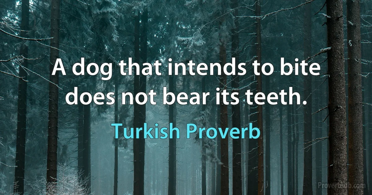 A dog that intends to bite does not bear its teeth. (Turkish Proverb)