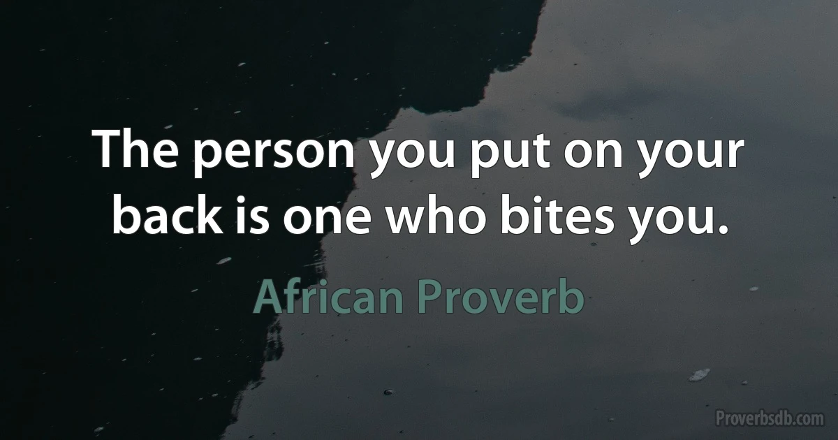 The person you put on your back is one who bites you. (African Proverb)