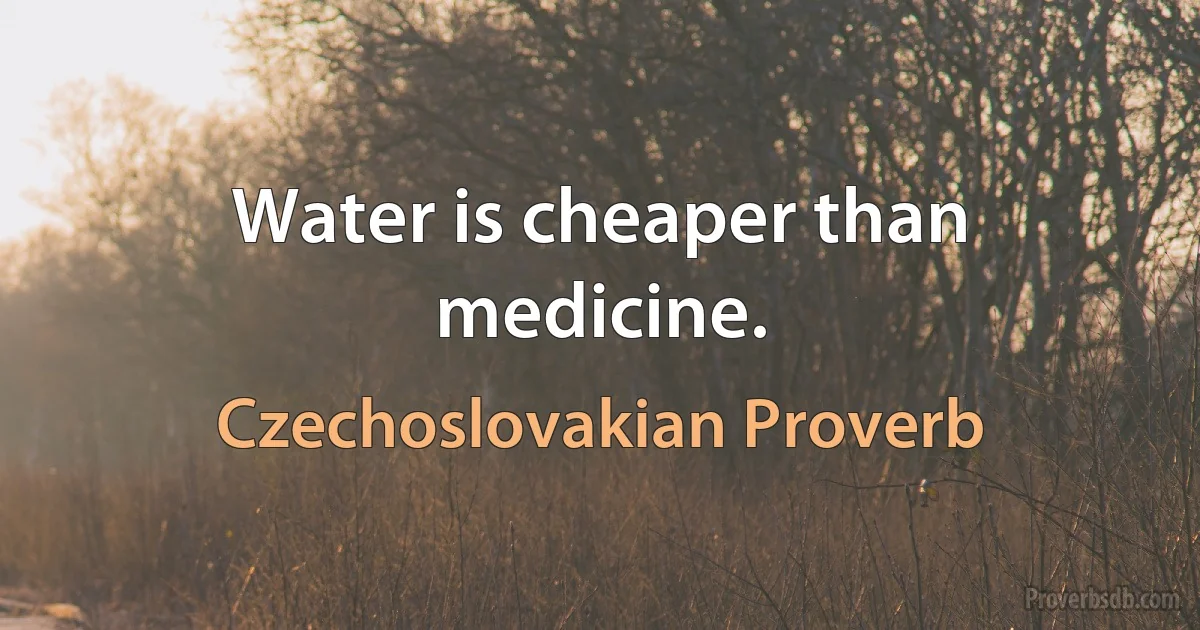 Water is cheaper than medicine. (Czechoslovakian Proverb)