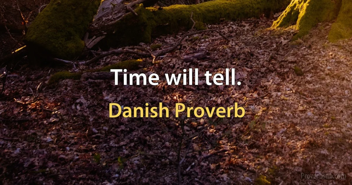 Time will tell. (Danish Proverb)