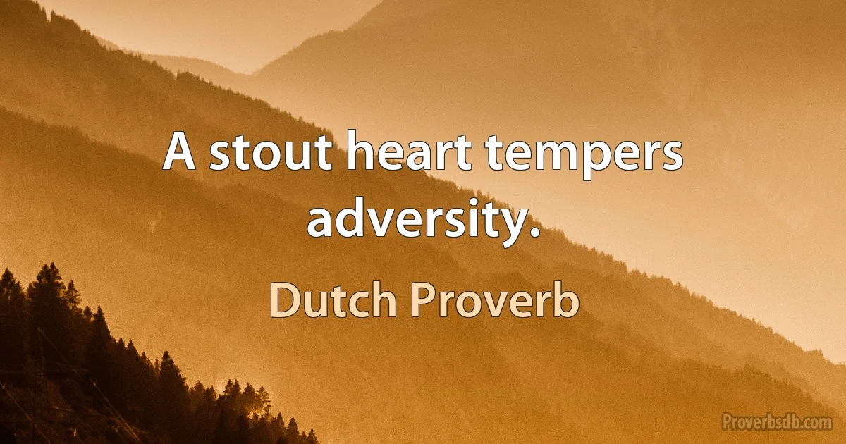 A stout heart tempers adversity. (Dutch Proverb)