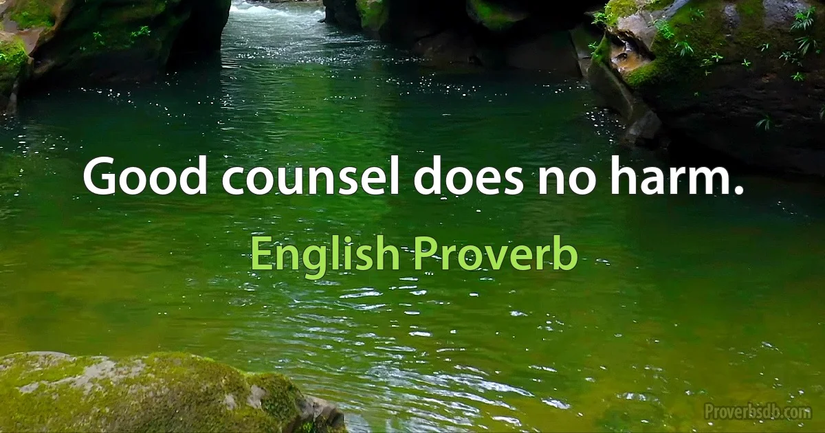 Good counsel does no harm. (English Proverb)