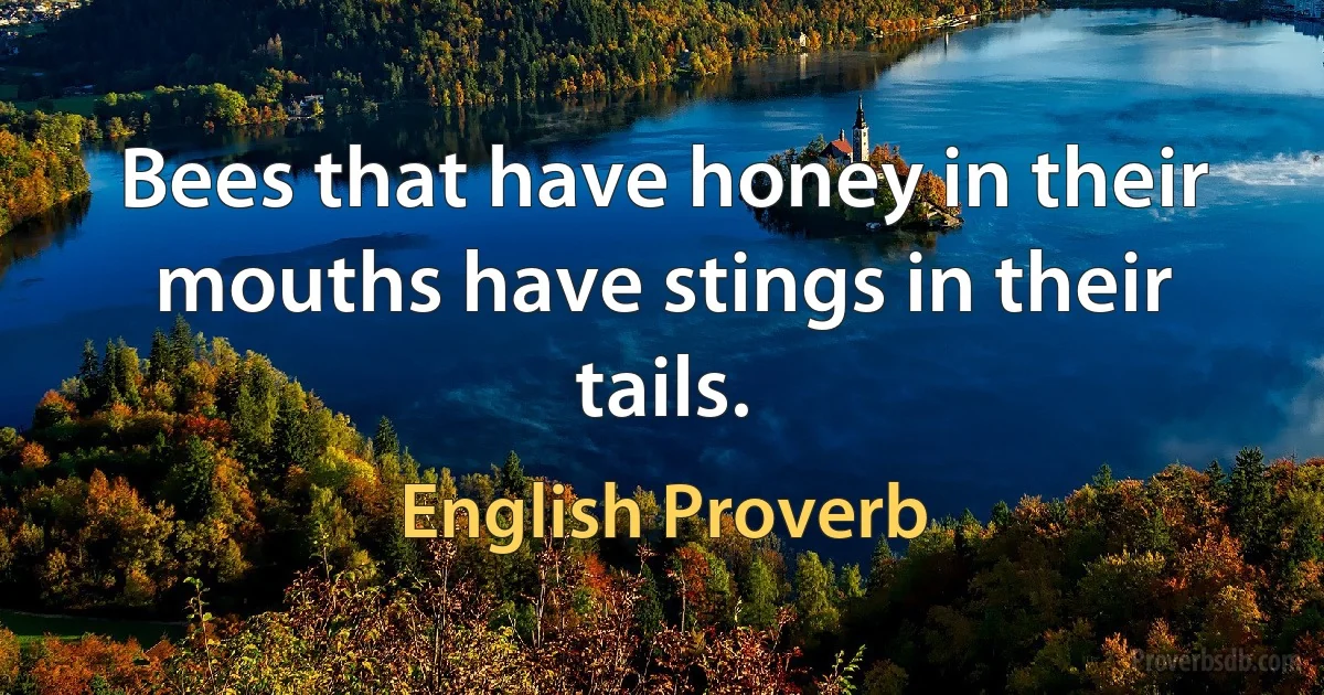 Bees that have honey in their mouths have stings in their tails. (English Proverb)