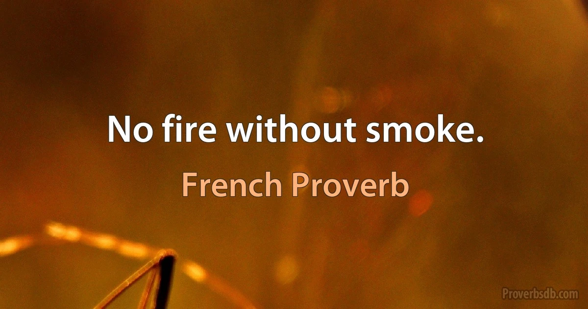 No fire without smoke. (French Proverb)