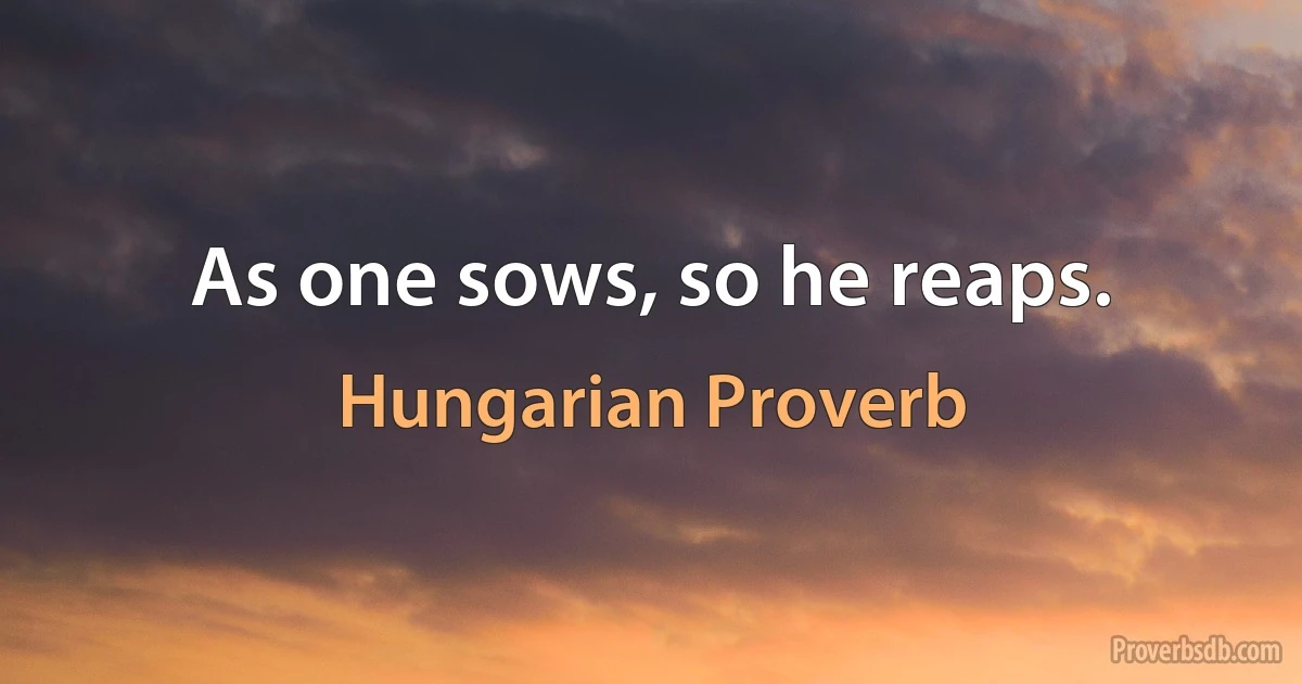 As one sows, so he reaps. (Hungarian Proverb)