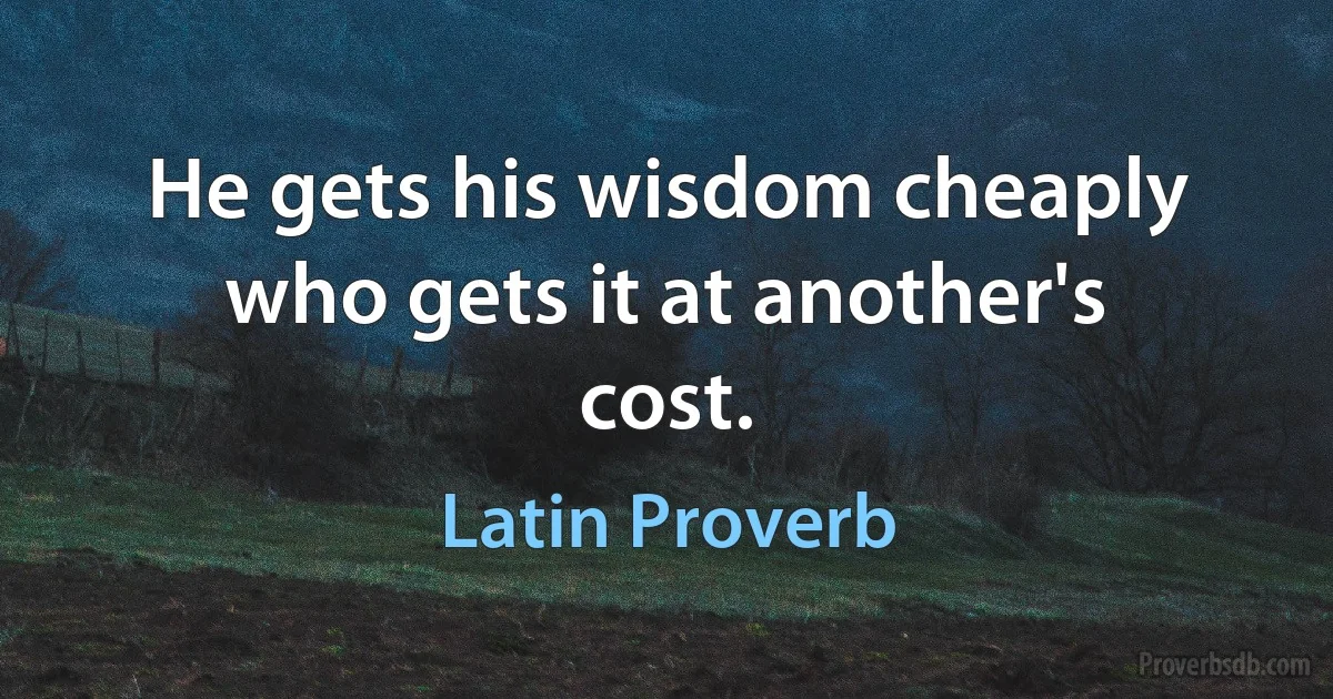 He gets his wisdom cheaply who gets it at another's cost. (Latin Proverb)