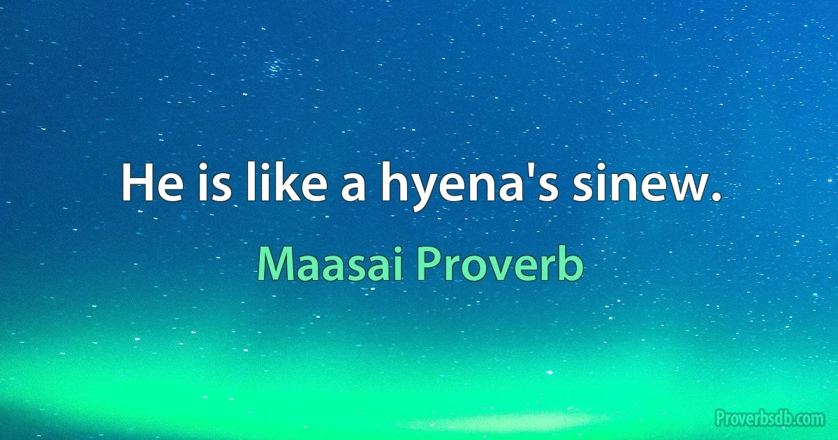 He is like a hyena's sinew. (Maasai Proverb)