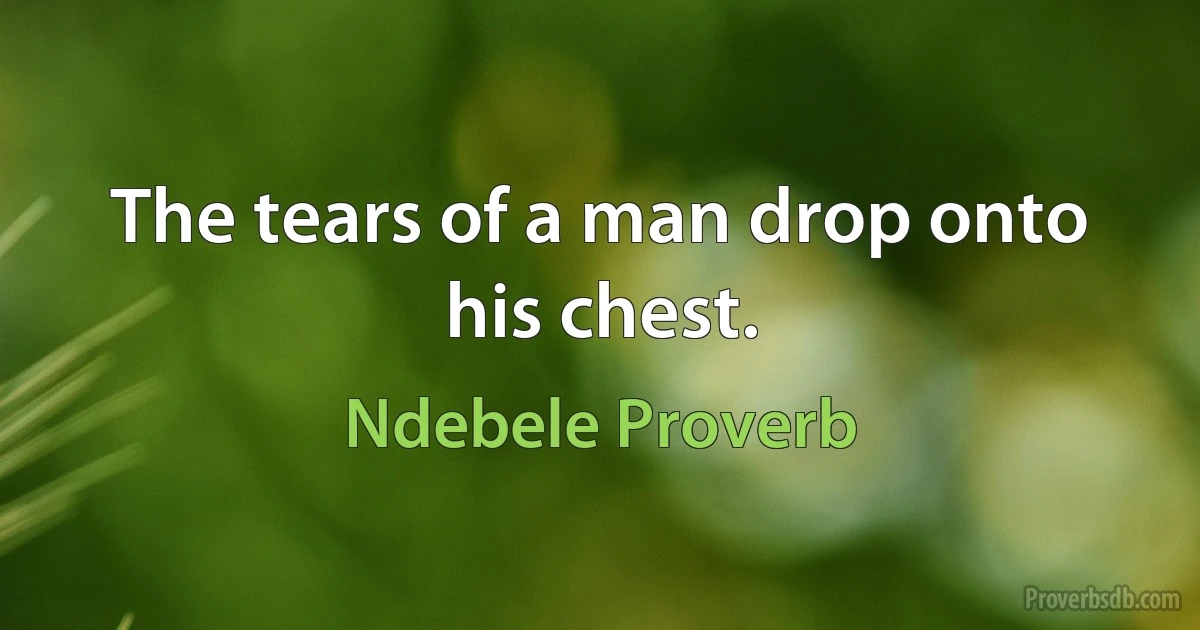 The tears of a man drop onto his chest. (Ndebele Proverb)