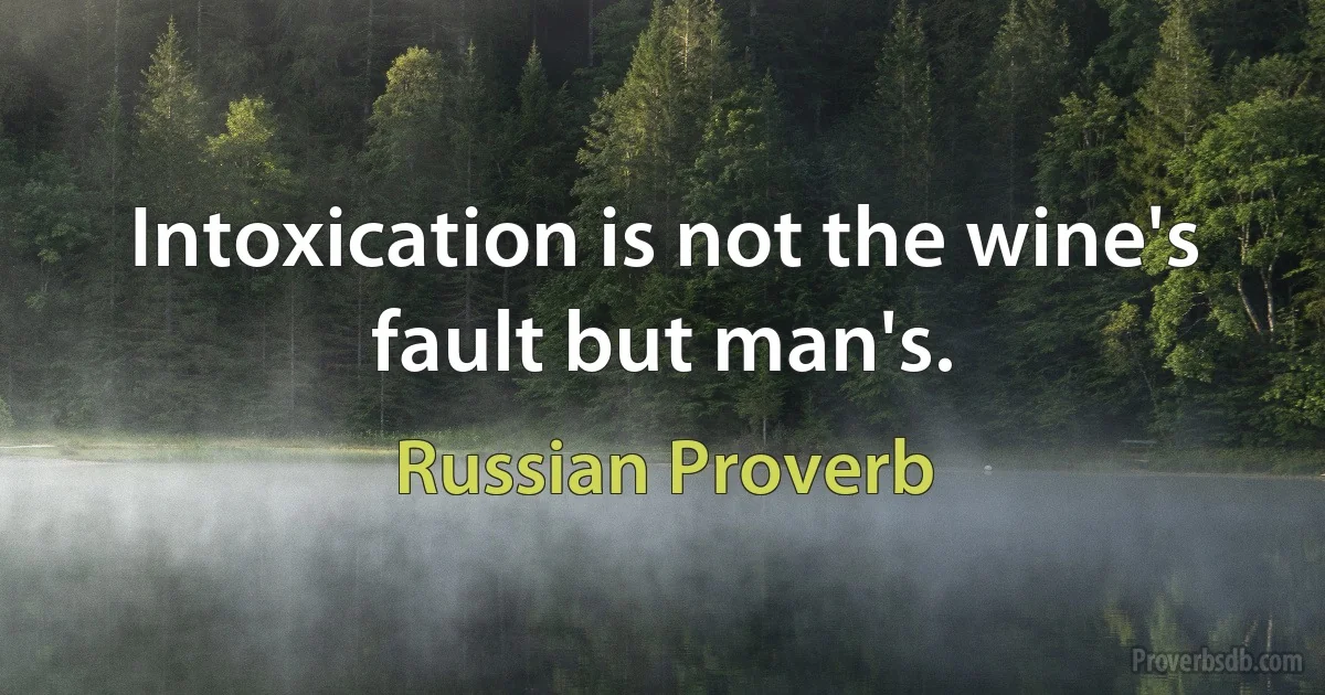 Intoxication is not the wine's fault but man's. (Russian Proverb)