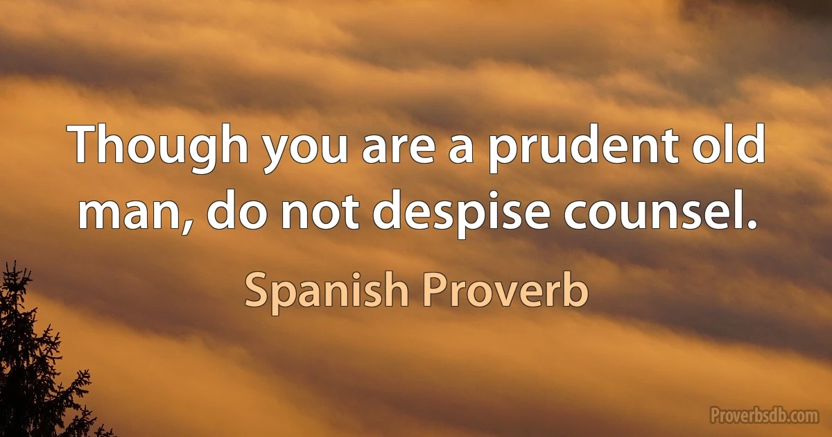 Though you are a prudent old man, do not despise counsel. (Spanish Proverb)