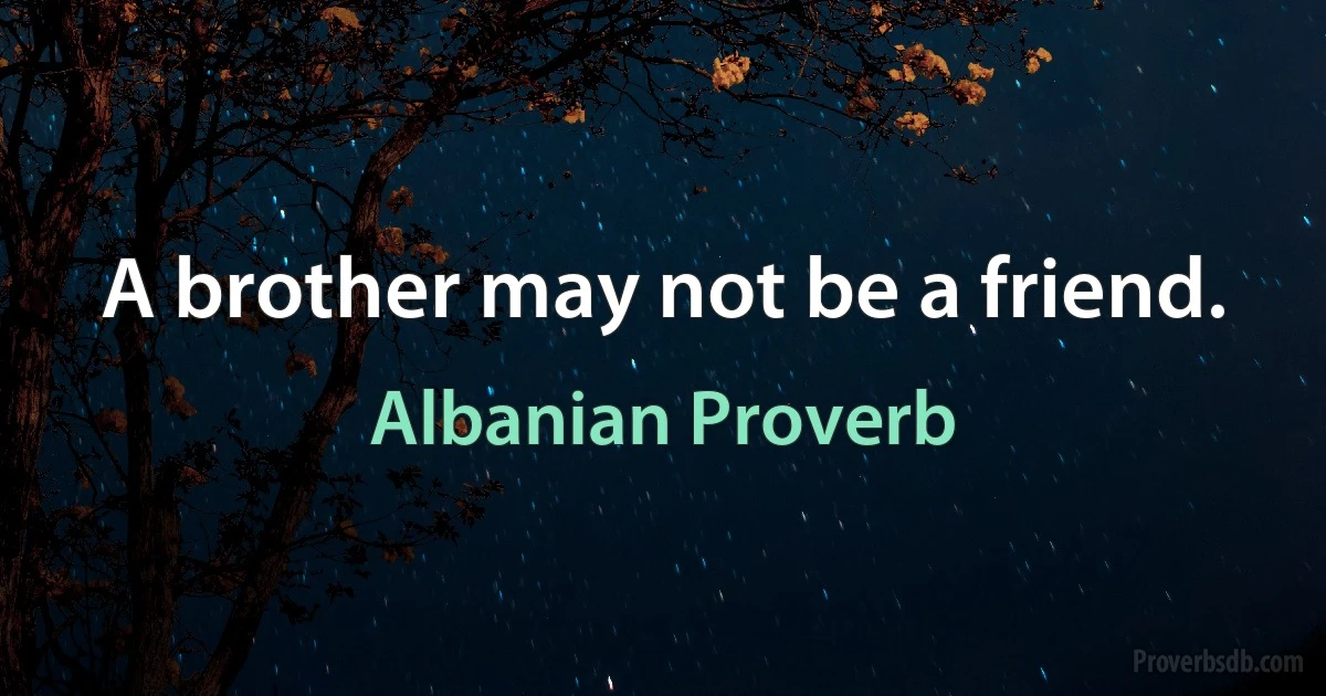 A brother may not be a friend. (Albanian Proverb)