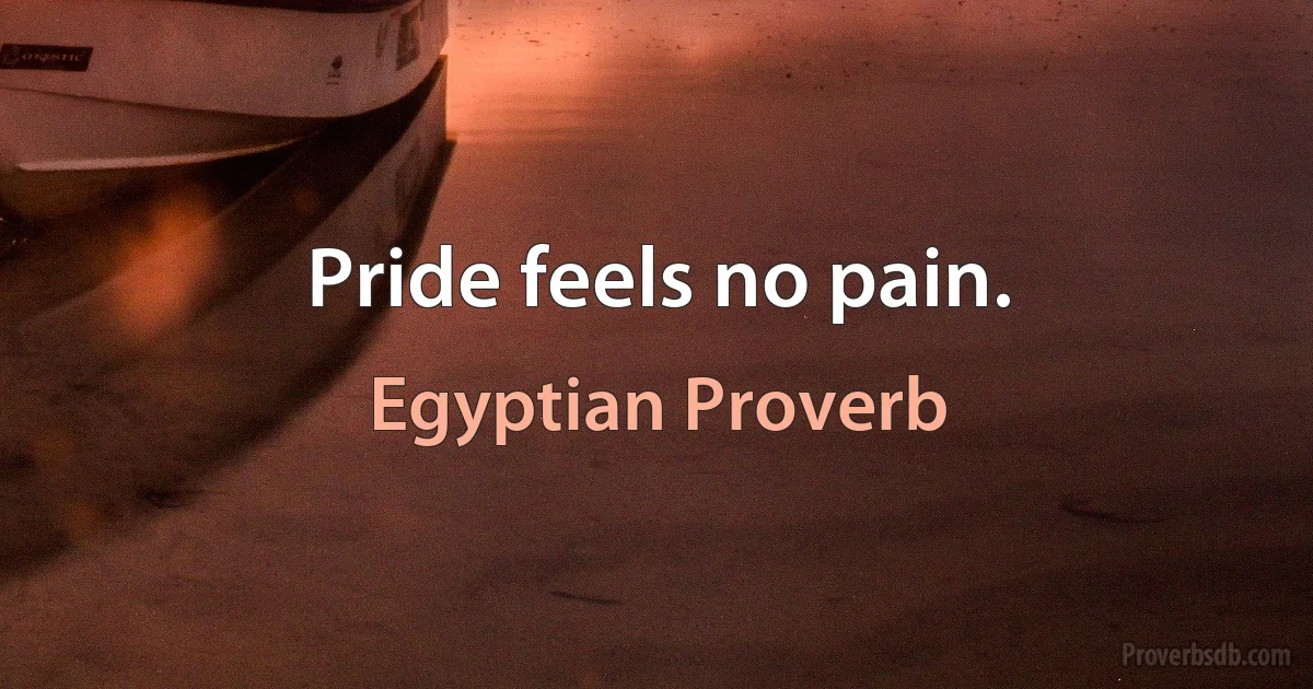 Pride feels no pain. (Egyptian Proverb)