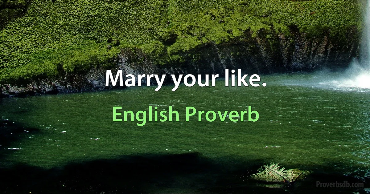 Marry your like. (English Proverb)