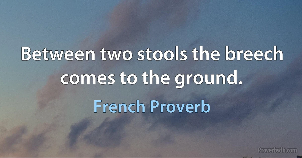 Between two stools the breech comes to the ground. (French Proverb)