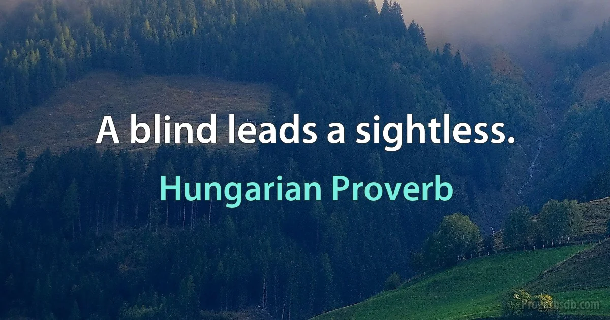 A blind leads a sightless. (Hungarian Proverb)