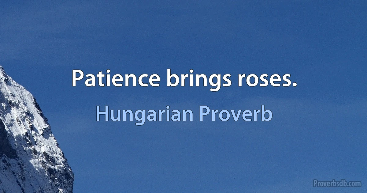 Patience brings roses. (Hungarian Proverb)