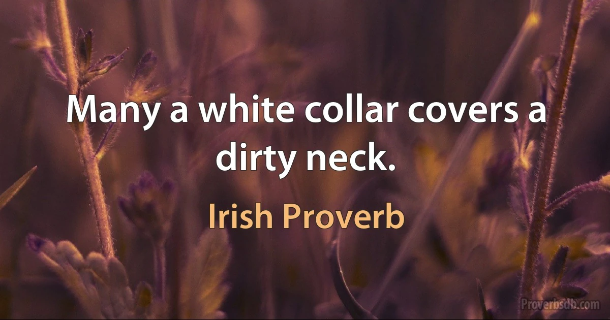 Many a white collar covers a dirty neck. (Irish Proverb)