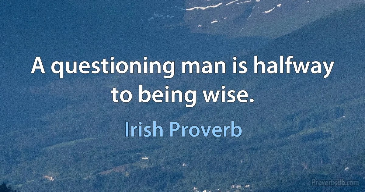 A questioning man is halfway to being wise. (Irish Proverb)