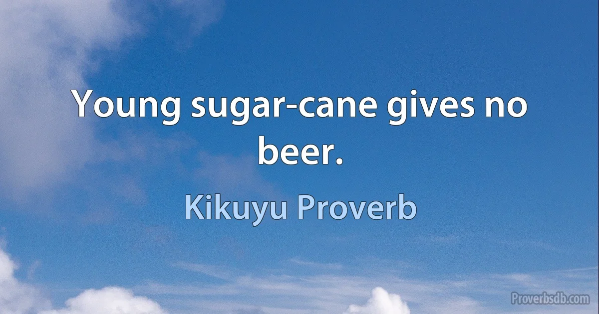 Young sugar-cane gives no beer. (Kikuyu Proverb)