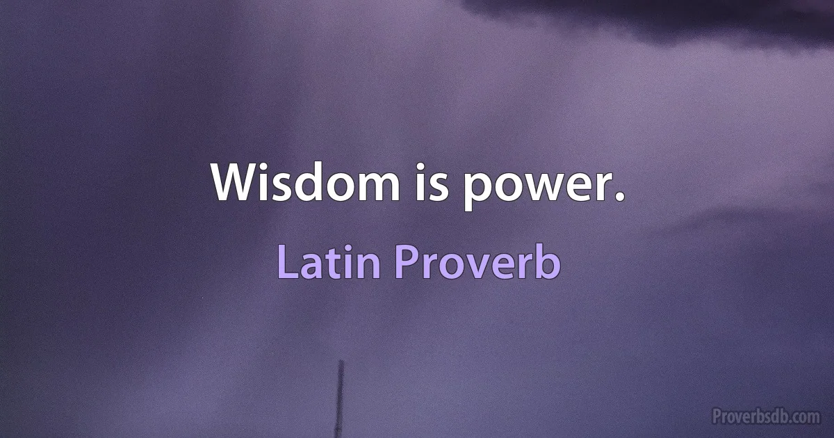 Wisdom is power. (Latin Proverb)