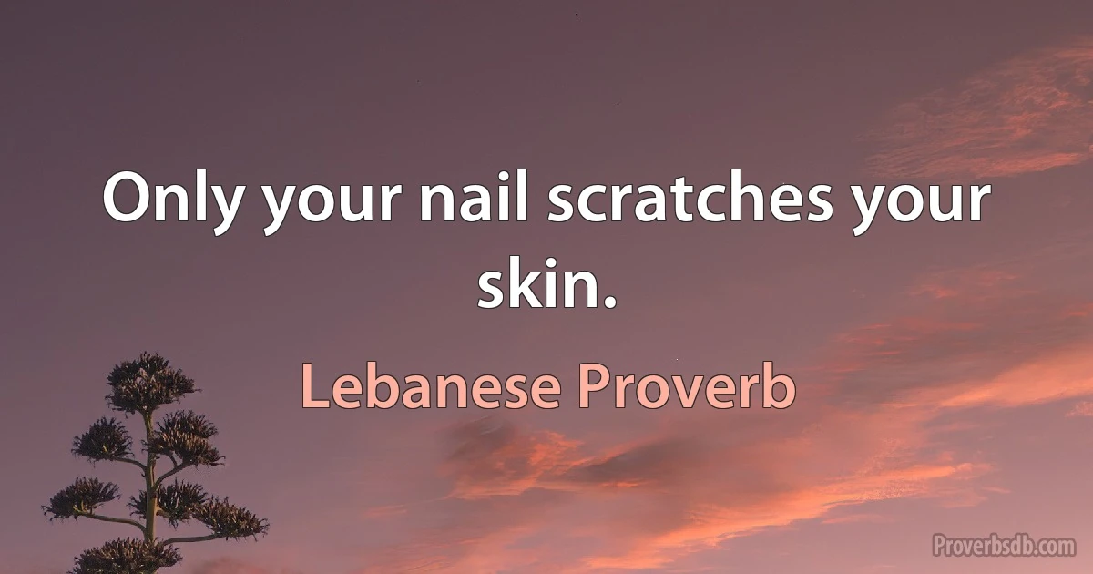 Only your nail scratches your skin. (Lebanese Proverb)