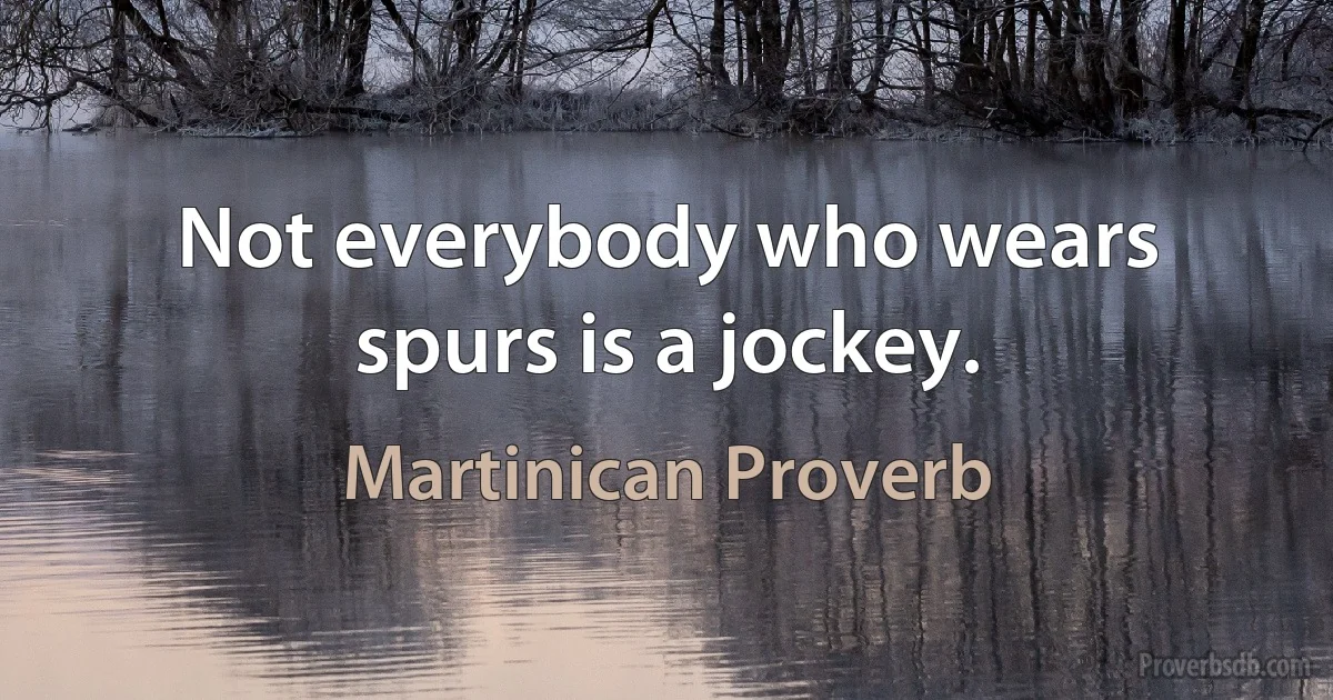 Not everybody who wears spurs is a jockey. (Martinican Proverb)