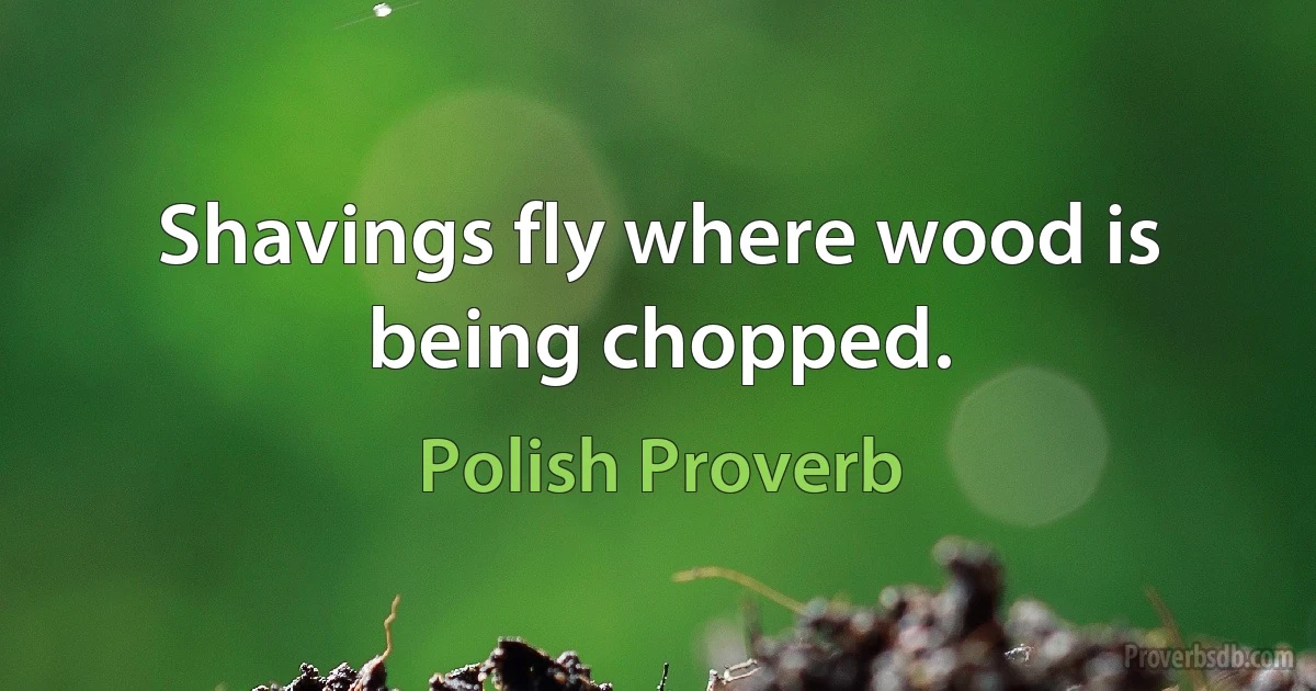 Shavings fly where wood is being chopped. (Polish Proverb)