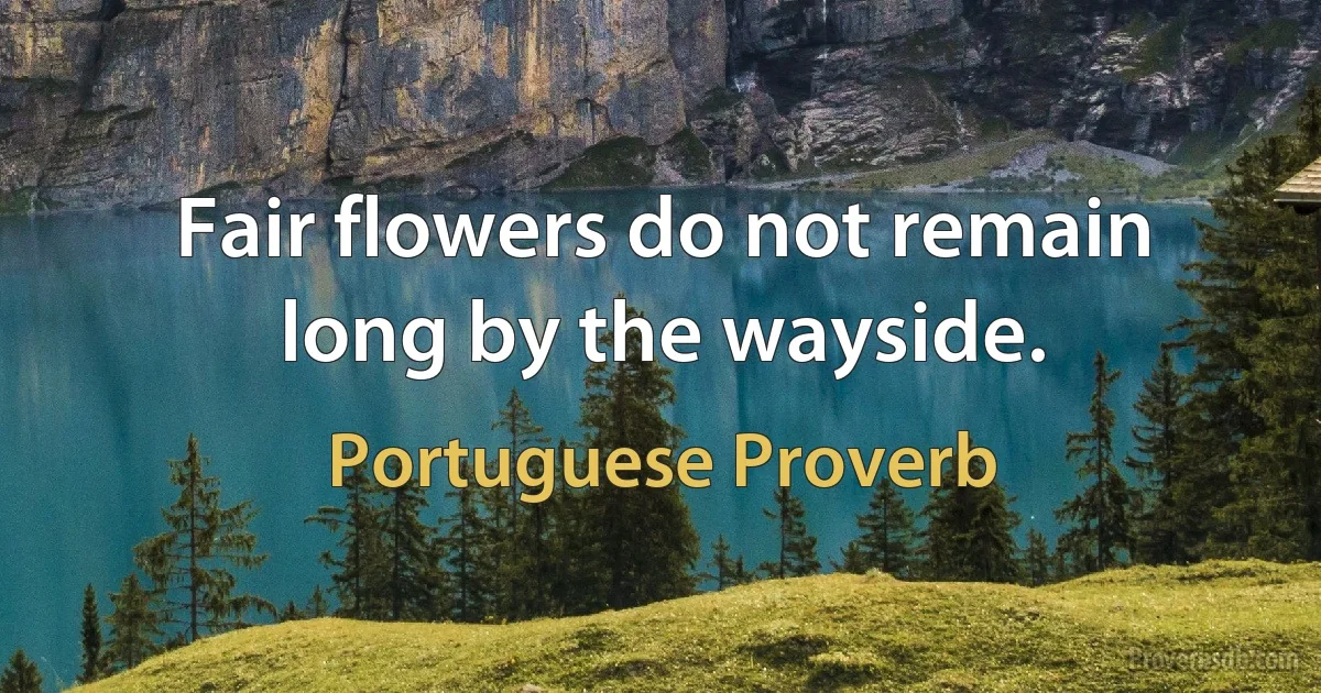 Fair flowers do not remain long by the wayside. (Portuguese Proverb)