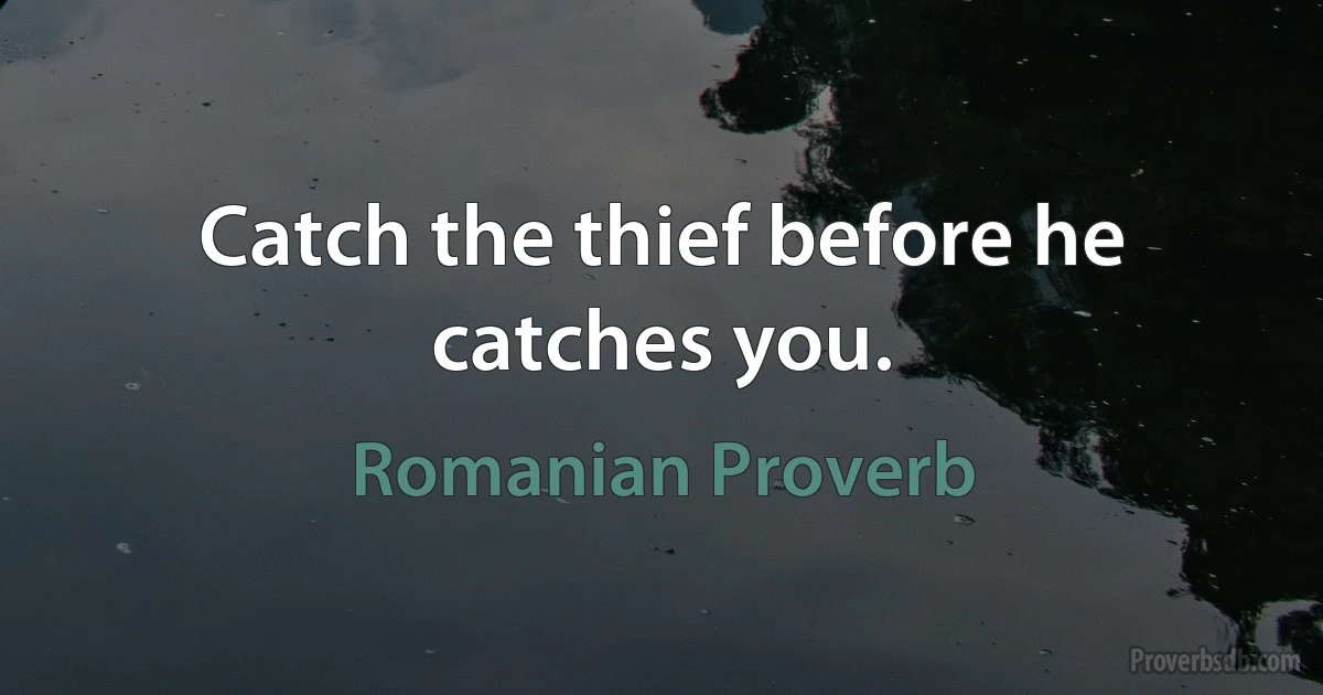 Catch the thief before he catches you. (Romanian Proverb)