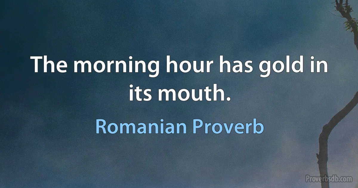 The morning hour has gold in its mouth. (Romanian Proverb)