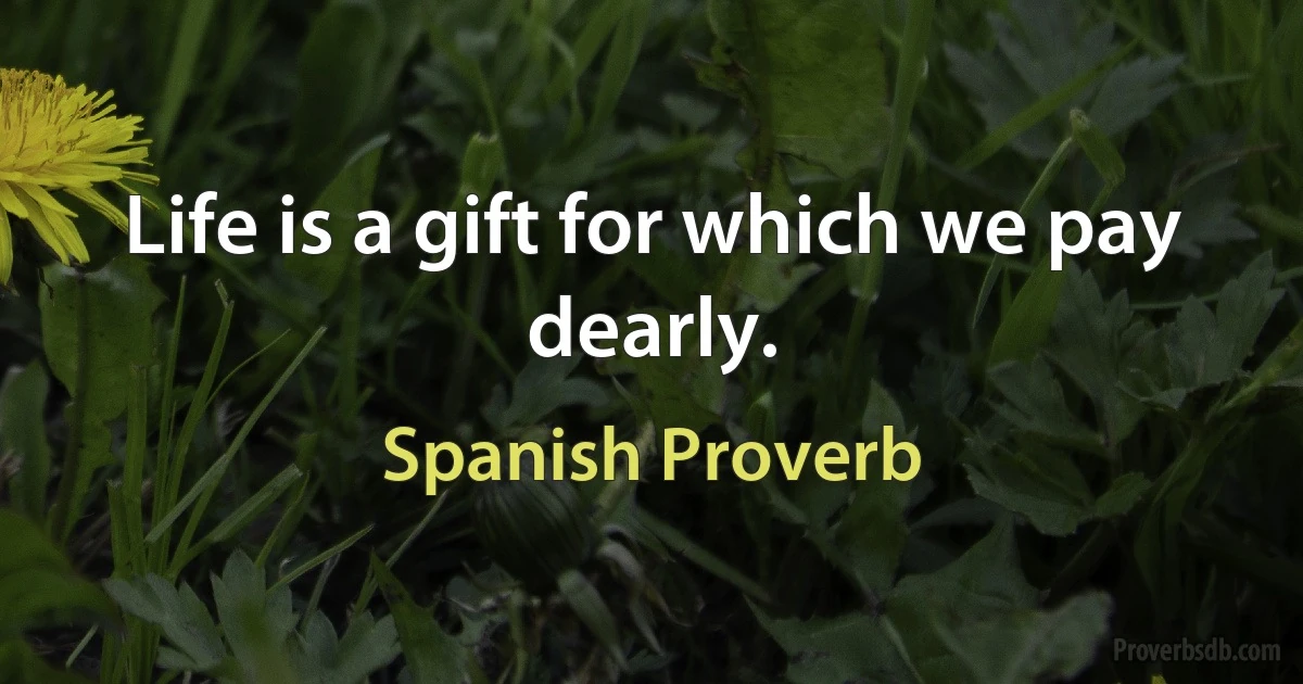 Life is a gift for which we pay dearly. (Spanish Proverb)