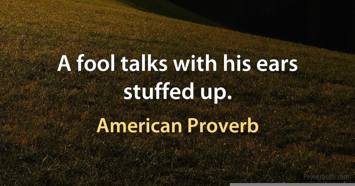 A fool talks with his ears stuffed up. (American Proverb)