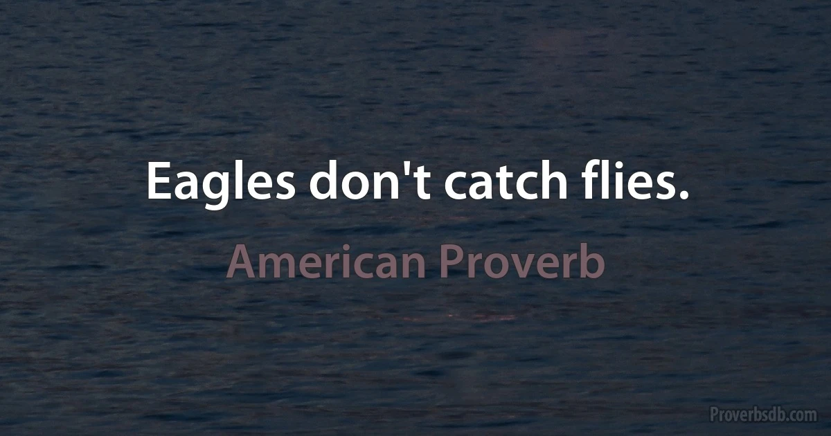 Eagles don't catch flies. (American Proverb)