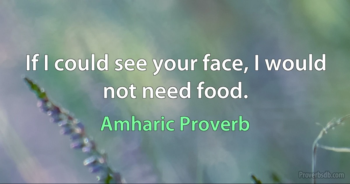 If I could see your face, I would not need food. (Amharic Proverb)