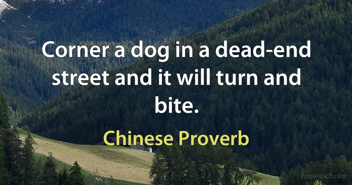 Corner a dog in a dead-end street and it will turn and bite. (Chinese Proverb)