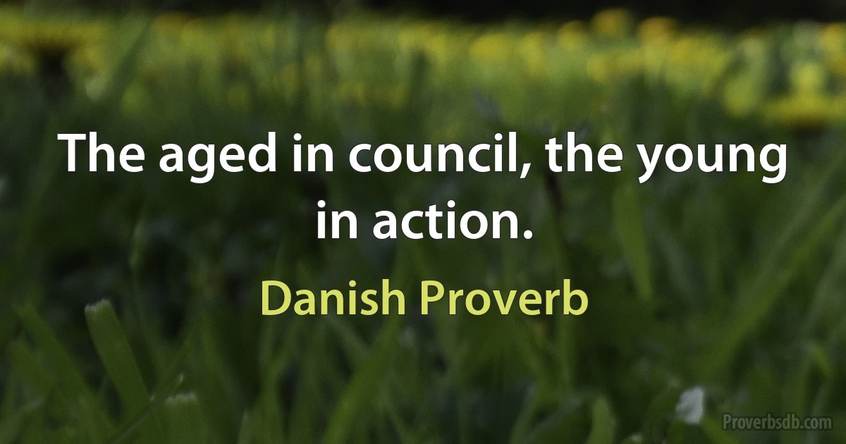 The aged in council, the young in action. (Danish Proverb)