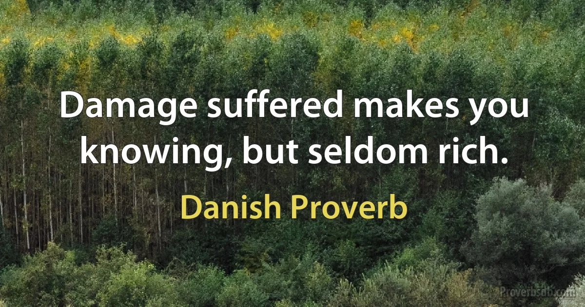 Damage suffered makes you knowing, but seldom rich. (Danish Proverb)