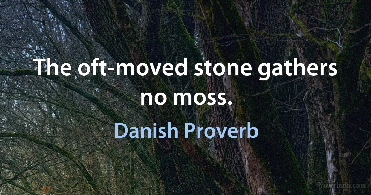 The oft-moved stone gathers no moss. (Danish Proverb)