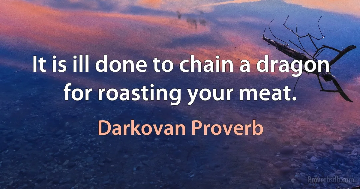 It is ill done to chain a dragon for roasting your meat. (Darkovan Proverb)