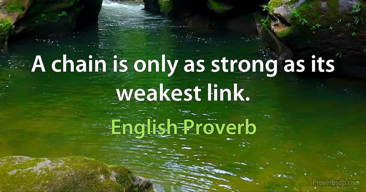 A chain is only as strong as its weakest link. (English Proverb)