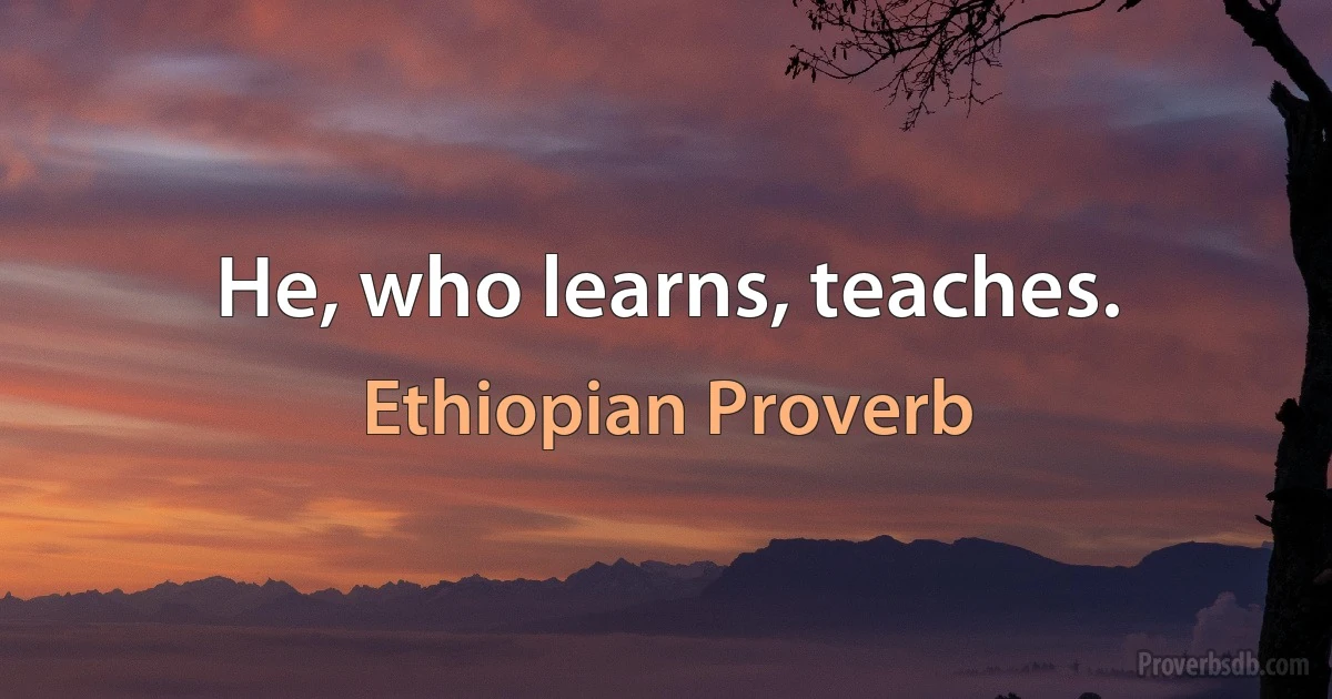 He, who learns, teaches. (Ethiopian Proverb)