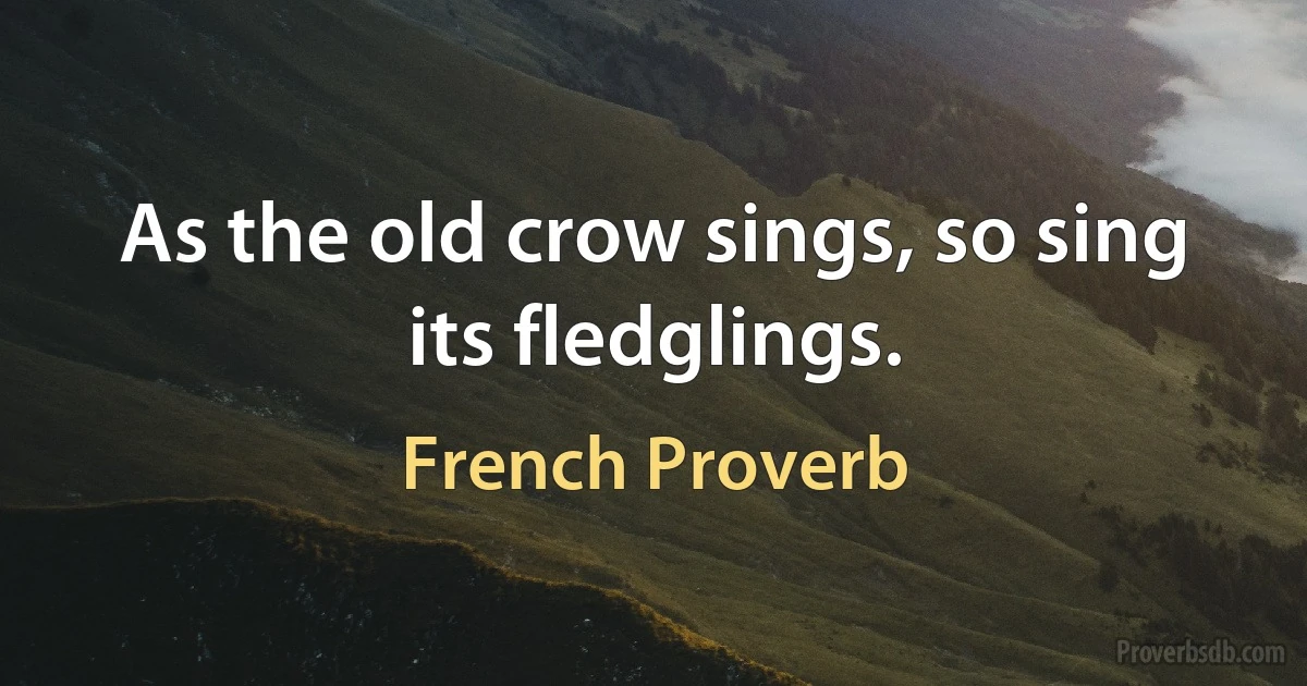 As the old crow sings, so sing its fledglings. (French Proverb)