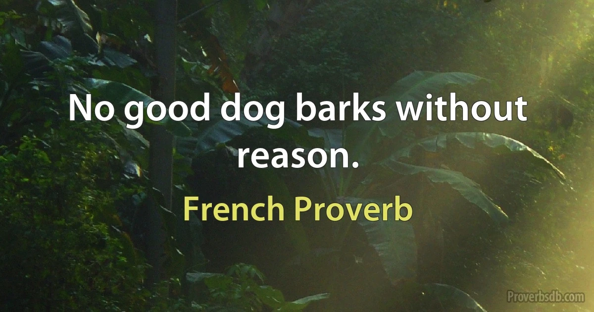 No good dog barks without reason. (French Proverb)