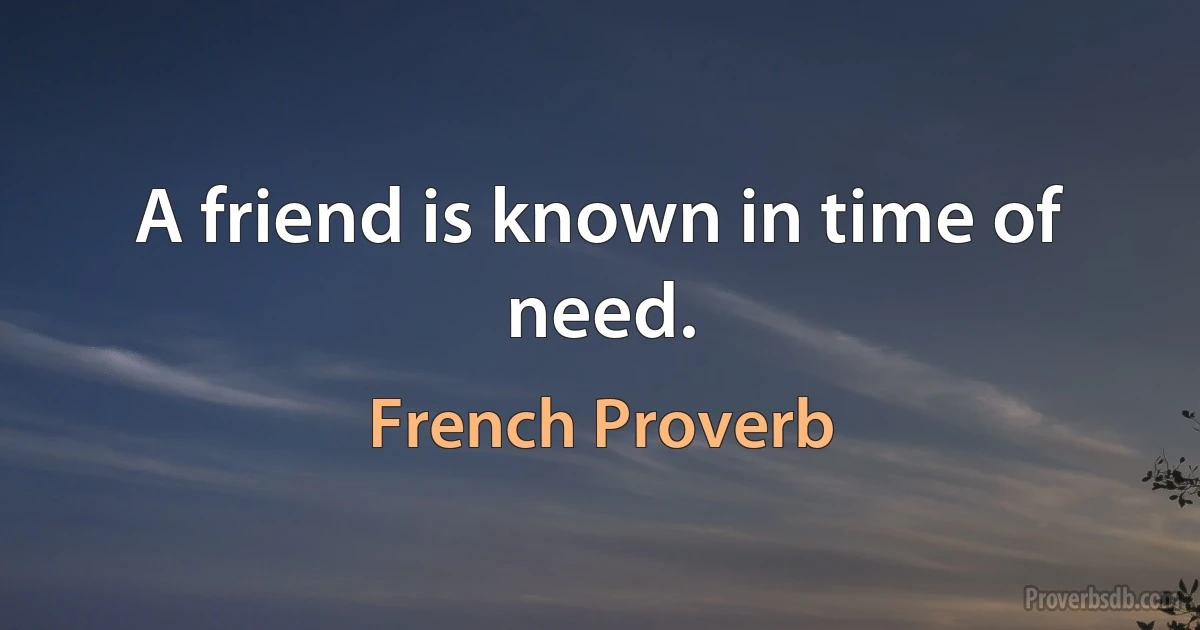 A friend is known in time of need. (French Proverb)