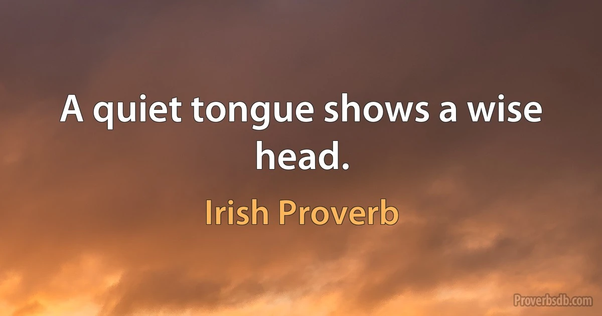 A quiet tongue shows a wise head. (Irish Proverb)