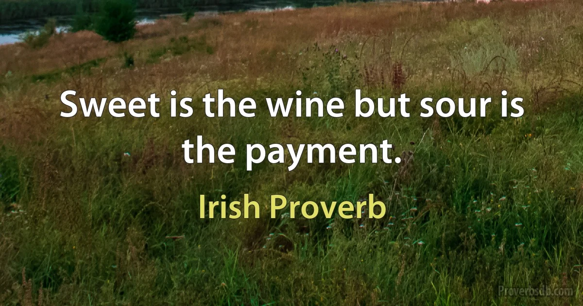 Sweet is the wine but sour is the payment. (Irish Proverb)