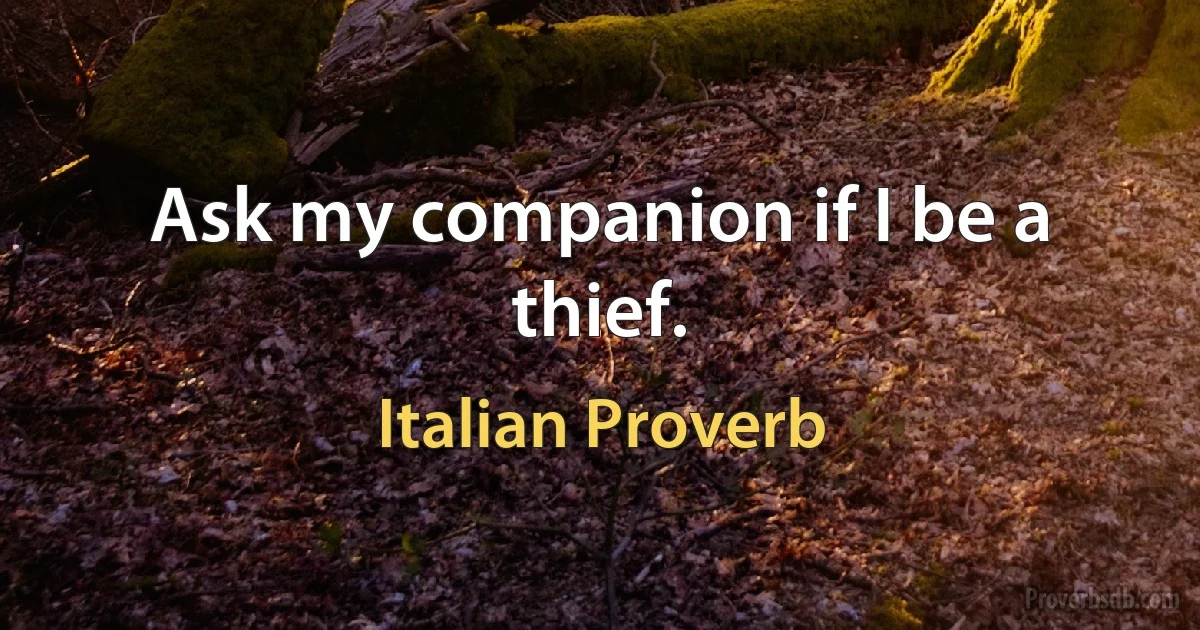 Ask my companion if I be a thief. (Italian Proverb)