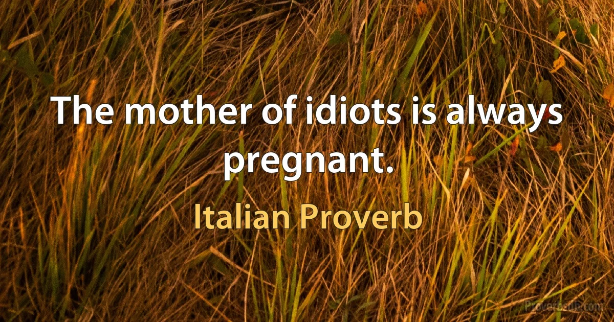 The mother of idiots is always pregnant. (Italian Proverb)